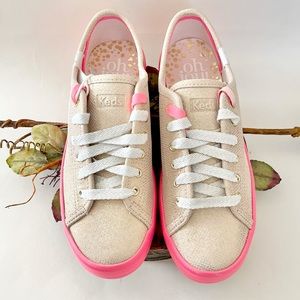 Keds x Oh Joy! Kickstart Women’s Neon Edges Gold Leather Sneakers NWB Si…